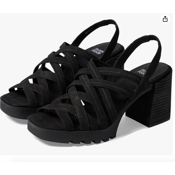 Eileen Fisher Shoes - Eileen Fisher Tally Strappy Slingback Platform Sandal | Sz 5, Black New $225